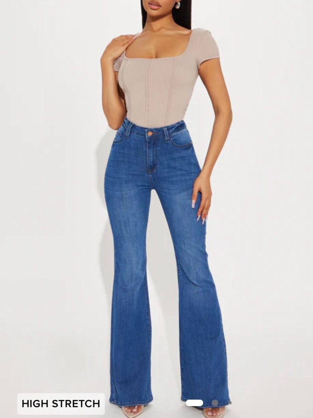 Fashion Nova Had A Good Run Booty Lifting Stretch Flare Jeans Medium Wash SIZE 0